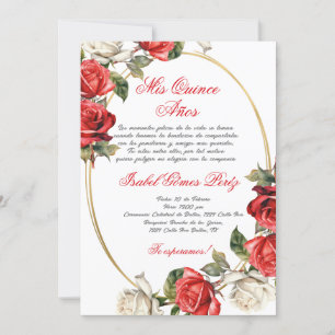 Invitation Red Rose Quinceanera