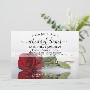Invitation Red Rose Romantic Chic Mariage Répétition et Dîner