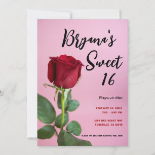 Invitation Red Rose Rose Sweet 16 Anniversaire Fête Invitatio
