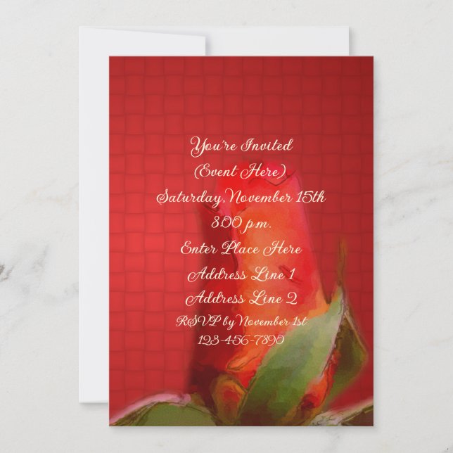 Invitation Red Rosebud Floral Art Party (Devant)