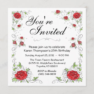 Invitation - Red Roses