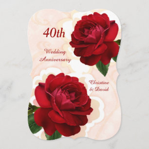 Invitation Red roses 40th Ruby Mariage Anniversaire Invitatio