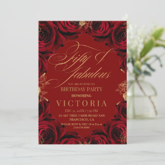 Invitation Red Roses 50e & fabuleuse fête d'anniversaire