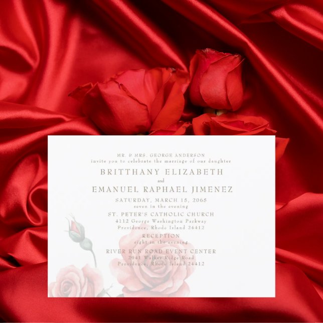 Invitation Red Roses Mariées Parents 2 Mariage du lieu (Créateur téléchargé)