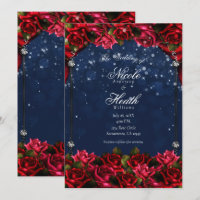 Red Roses Marine Blue Gold Enchanted Floral Mariag