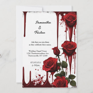 Invitation Red Roses Vampire Goth Mariage