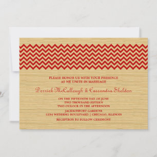 Invitation Red Rustic Chevron Wedding