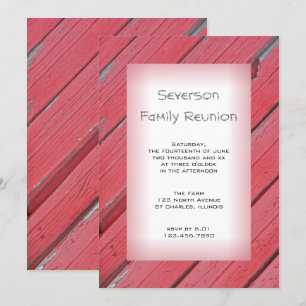 Invitation Red Rustic Grange Bois Pays Réunion familiale