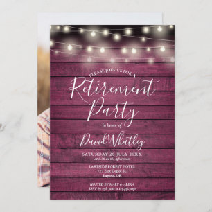 Invitation Red Rustic String Lights Photo RetiParty