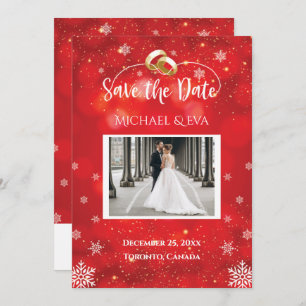 Invitation Red Snowflake Mariage d'hiver Enregistrer la date