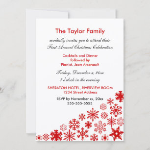 Invitation Red Snowflakes 5x7 Modèle d'invitation