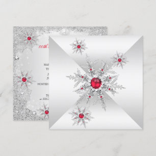 Invitation Red Snowflakes Winter Wonderland Anniversaire