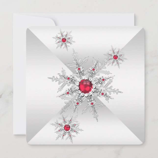 Invitation Red Snowflakes Winter Wonderland Anniversaire (Devant)