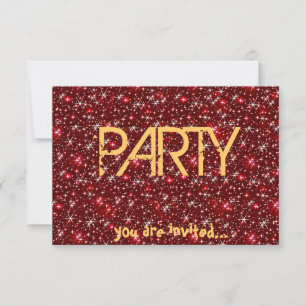 Invitation Red Sparkle Party