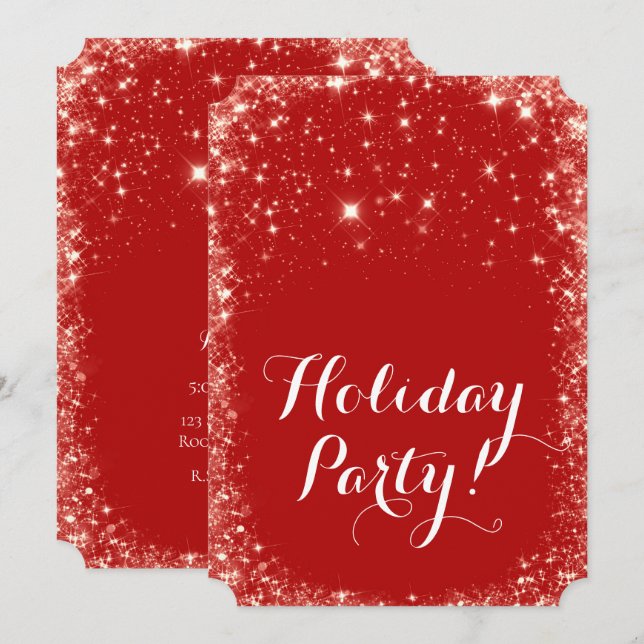 Invitation Red Sparkle Sparkly Parties scintillant Fête (Devant / Derrière)