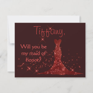 Invitation Red Sparkles Tu seras ma servante d'honneur