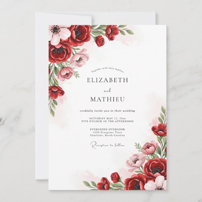 Invitation Red Splendid Spring Wedding (Devant)