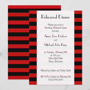 Invitation Red Stripes, Motif rayé, Dîner de répétition