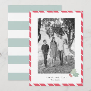 Invitation Red Sucre de canne Stripes moderne Photo Holiday C