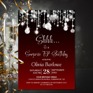 Invitation Red Surprise 70th Birthday Party