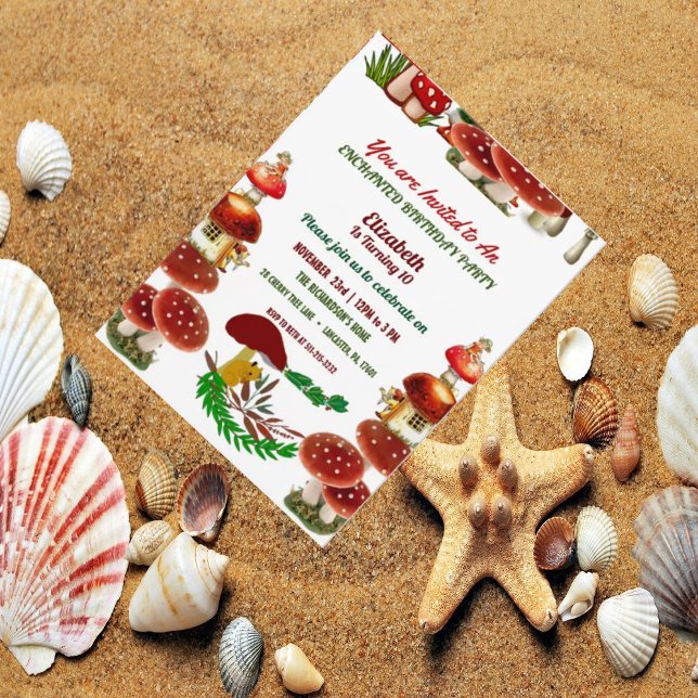Invitation Red Toadstool Garden Fairy Anniversaire de enfant  (Créateur téléchargé)