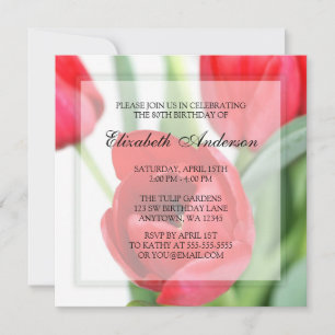 Invitation Red Tulips 80e anniversaire