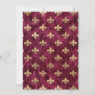 Invitation Red Velvet Fleur de Lis Mardi gras d'Orleans