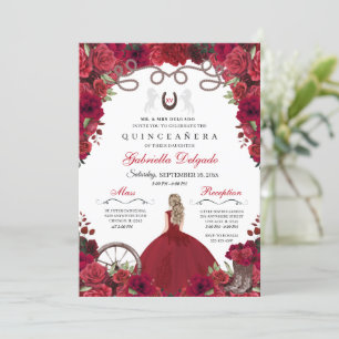 Invitation Red Western Charra Princesse Ranchero Quinceanera