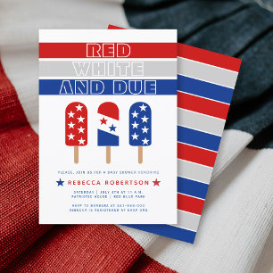 Invitation Red White 4 juillet glace pop baby shower