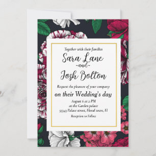 Invitation Red, white and bi-color roses with green leaves