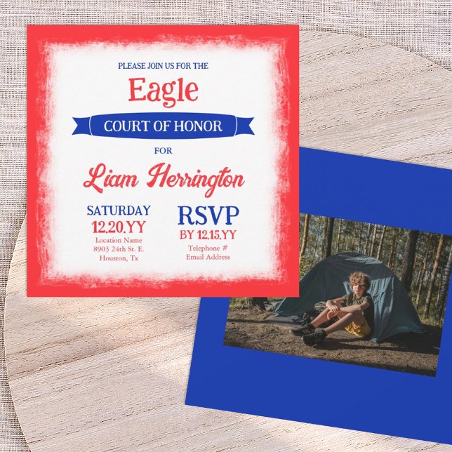 Invitation Red, White & Blue Eagle Court of Honor Party (patriotic red white and blue eagle scout court of honor invitations and announcements)