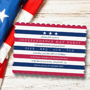 Invitation Red, White & Blue Stripes 4 juillet