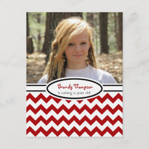 Invitation Red & White Chevron : Image:Invitation de la fête