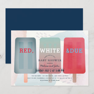 Invitation Red White & Due Popsicle Juillet 4 Baby shower
