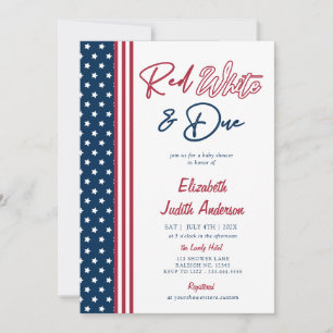 Invitation Red White & Due Stars 4 juillet Baby shower