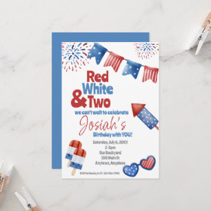 Invitation Red White et deux Anniversaire