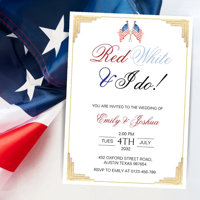 Invitation Red White et je fais 4 juillet Mariage patriotique (Créateur téléchargé)