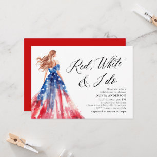 Invitation Red White et je fais l'épouse 4 juillet Fête des m