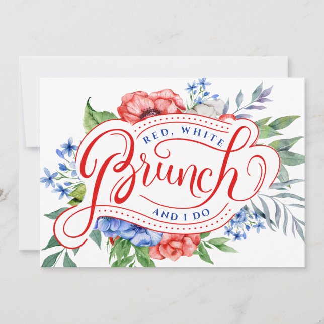 Invitation Red White et moi faisons | Floral Brunch Invitatio (Devant)