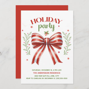 Invitation Red White Green Coquette Bow Fête