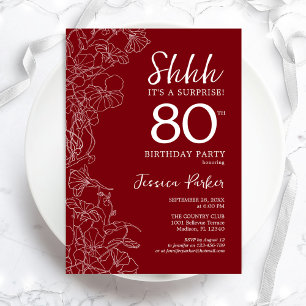 Invitation Red White Surprise 80e anniversaire