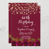 Red Wine String Lights 60e fête d'anniversaire