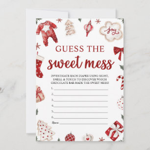 Invitation Red Winter Christmas Guess the Sweet Mess Game