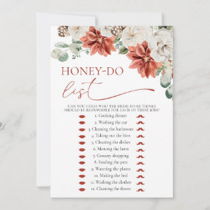 Invitation Red Winter Honey Do Liste Fête des mariées Jeu