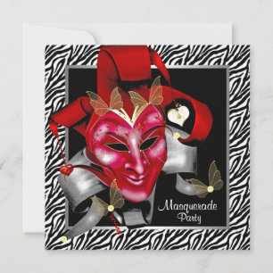 Invitation Red Zebra Masquerade Rouge