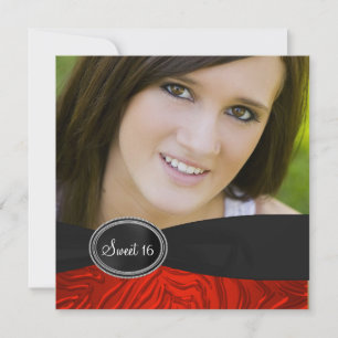 Invitation Red Zebra Photo Sweet 16 Anniversaire