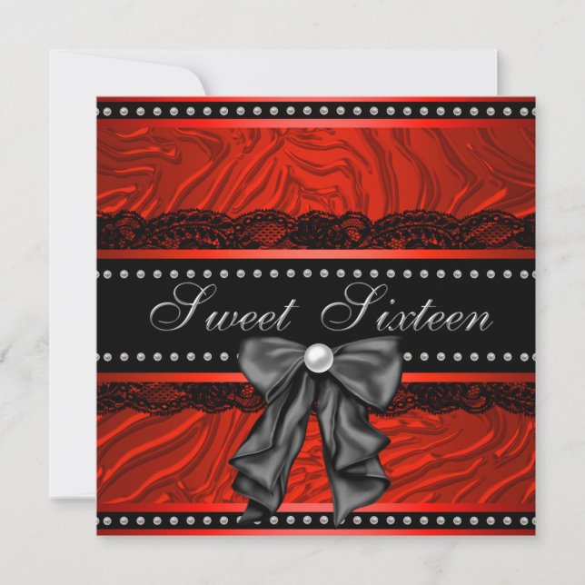 Invitation Red Zebra Sweet sixteen fête d'anniversaire (Devant)