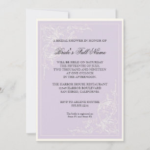Invitation Redoute Rose rose, Lavande Fête des mariées floral