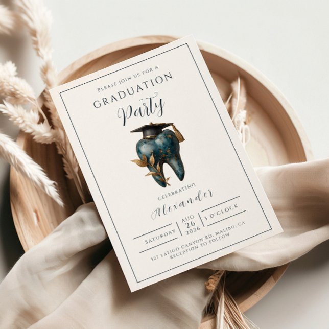 Invitation Refined Blue Tooth Laurel Graduation (Créateur téléchargé)