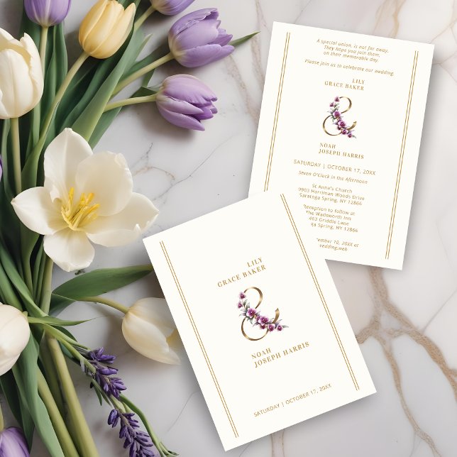 Invitation Refined Luxurious Minimalist Floral & Symbol (Refined Luxurious Minimalist Floral & Symbol Wedding Invitations Cards.)